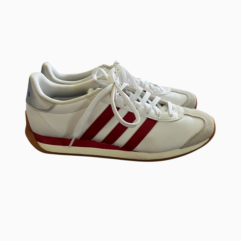 adidas Runvista Womens 8.5 White Red Gum Sneakers Cloudfoam Comfort KI6037 - Picture 3 of 7